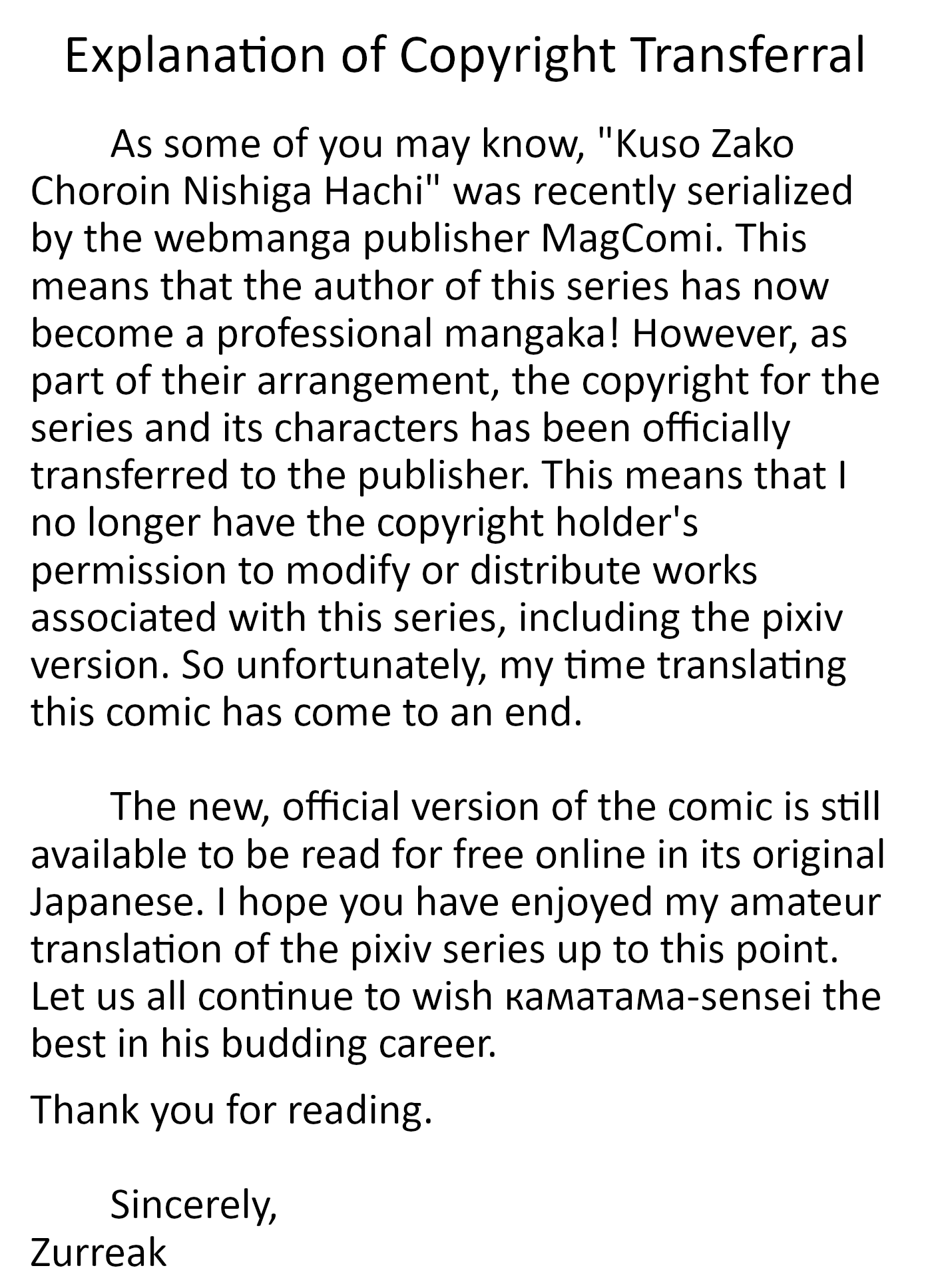 Klutzy, Gullible Nishiga Hachi Chapter 6.1: Explanation Of Copyright Transferral - Picture 1