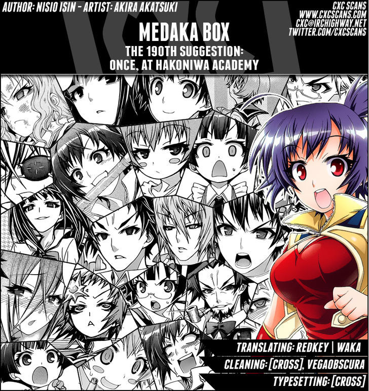 Medaka Box Vol.22 Chapter 190 : Once, At Hakoniwa Academy - Picture 1